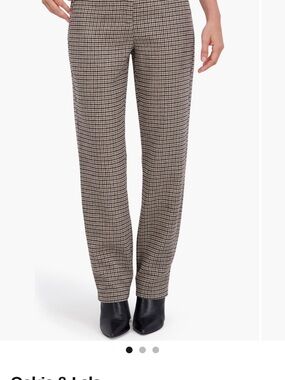Anne Klein Plaid Straight-Leg Pants in Brown and Black